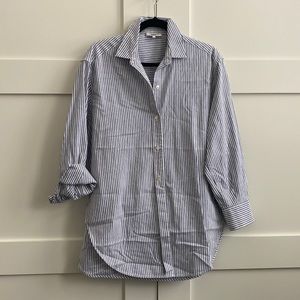 Vince oversized navy stripe button down.